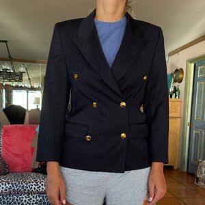 Size Small Turnball and Asser Women's Double-Breasted Navy Blazer.